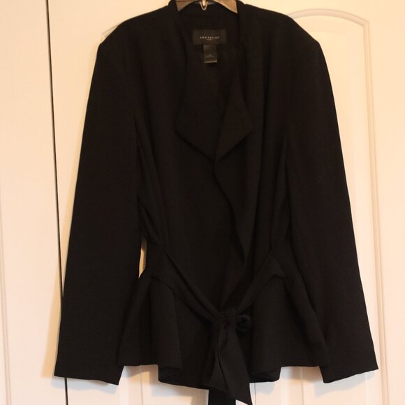Ann Taylor Factory Jackets & Blazers - Ann Taylor Factory Lined Open Front Cinched Elastic Back Belt Tie Blazer XL